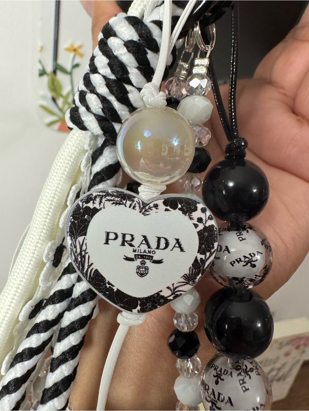 Black & White Phone/Key/Bag Chain #P1119 - Picture 4 of 10